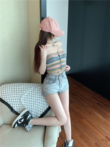 Real shot!  Hot denim shorts for women summer casual hot pants high waist wide leg a-line pants