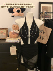 Real shot of sexy swimsuit, pure lust style one-piece backless slimming hot spring vacation internet celebrity style bikini swimsuit