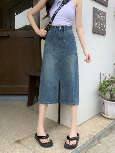 Plus size women's early autumn new fat sister denim casual A-line skirt mid-length skirt skirt