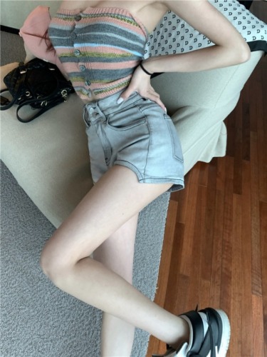 Real shot!  Hot denim shorts for women summer casual hot pants high waist wide leg a-line pants