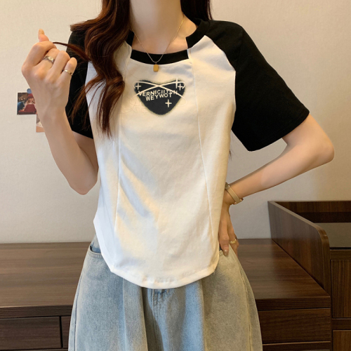 Plus size women's summer clothing new simple cover-up and slimming round neck short-sleeved Korean style fat girl T-shirt