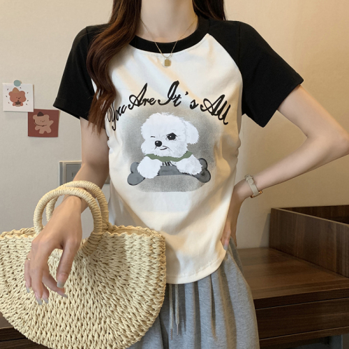 Plus size women's new printed cartoon short-sleeved round neck simple casual T-shirt