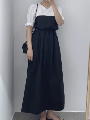 Dongdaemun, South Korea purchasing SERIN round neck waist dress feminine fashion long skirt casual summer new style