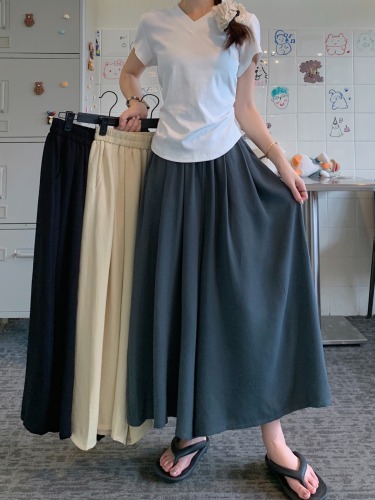 66266 Real shot of large size thin culottes for women summer high waist loose drape casual wide leg skirt pants