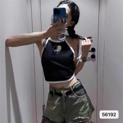 Summer new style vine love Sanskrit printed small bellyband female ins pure desire hot girl short navel hanging neck sling