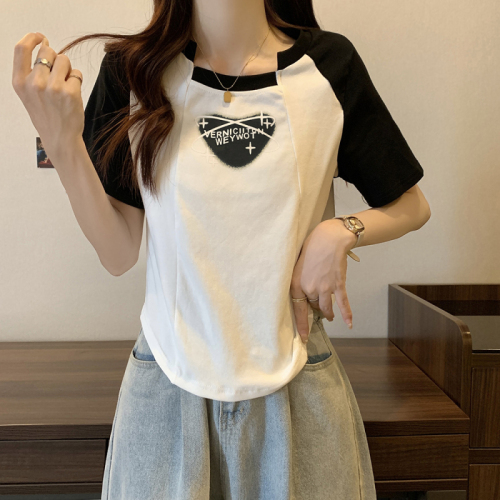 Plus size women's summer clothing new simple cover-up and slimming round neck short-sleeved Korean style fat girl T-shirt