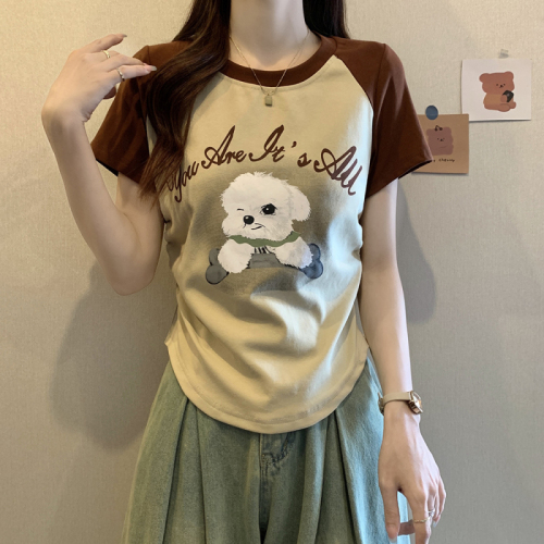 Plus size women's new printed cartoon short-sleeved round neck simple casual T-shirt