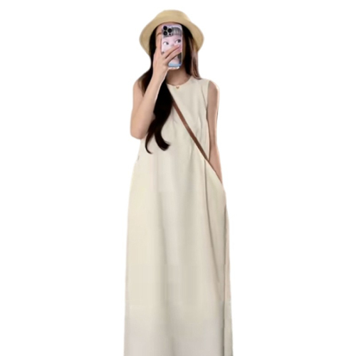 French Hepburn style high-end long skirt for women, chic and unique summer black back hollow sleeveless vest dress