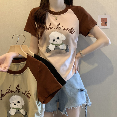 Plus size women's new printed cartoon short-sleeved round neck simple casual T-shirt