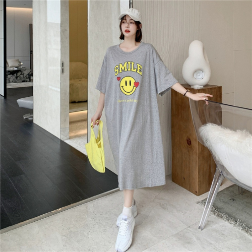 Imitation cotton milk silk #extra large size loose lazy T-shirt nightgown summer thin sweet long pajamas short-sleeved home clothes