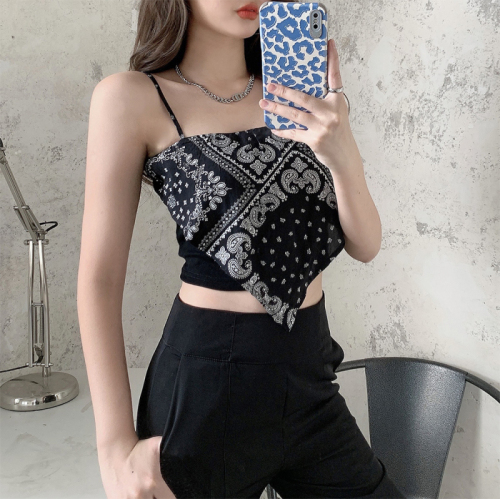 Plus size women's clothing cat girlfriend sexy cashew flower camisole women's inner wear top design sense of wear