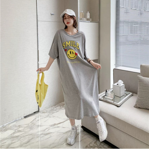 Imitation cotton milk silk #extra large size loose lazy T-shirt nightgown summer thin sweet long pajamas short-sleeved home clothes