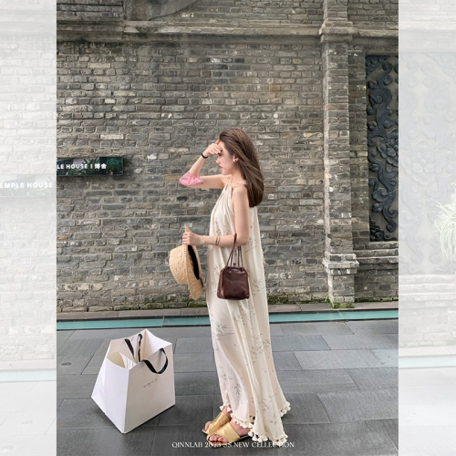 New Chinese style tassel step dress for women 2024 summer new temperament cool retro improved a-line long skirt