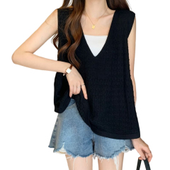 Large size summer vest for women 2024 new style women's outer wear foreign style vest outer layering thin pleated top