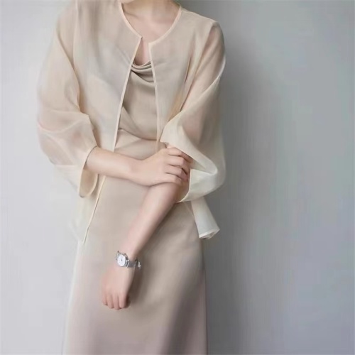 Fashionable ice silk chiffon sun protection cardigan top for women summer new style with suspender skirt and small shawl air conditioning blouse