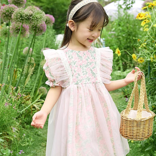 碎花公主裙2024新款夏天韓版泡泡袖女寶寶洋氣夏季韓版連衣裙
