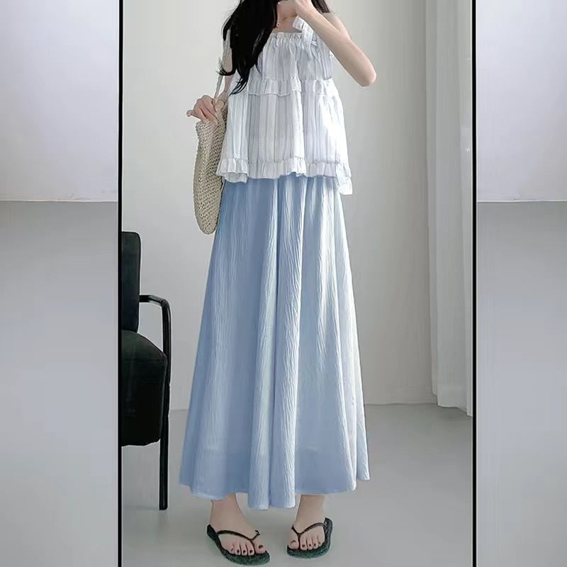 Plus Size Skirt Pants Women's Summer Thin Small A-Line Half-Skirt Fat MM Loose Slim High-Waist Drooping Leg Pants 