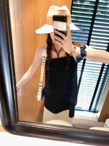 aaaaxbbb Limo Gallery strap suspender black design niche fashionable versatile slimming top for women