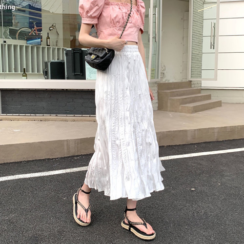 Actual shot ~ 2024 new Korean style pleated skirt, versatile high-waisted, slimming, mid-length skirt, A-line skirt, trendy for women