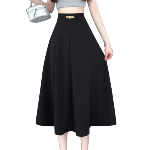 Video + Three Standards Niche Design Lady's Skirt High Waist Loose Hip Covering Mid-Length A-Line Skirt