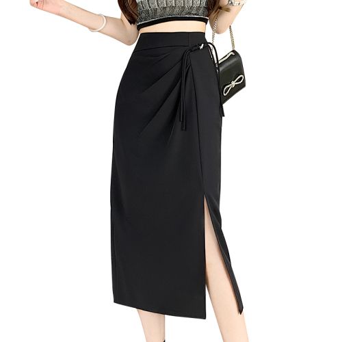 Video + Three Standards Niche Simple Design Skirt Women's Casual High Waist Mid-Length Crotch Covering A-Line Skirt