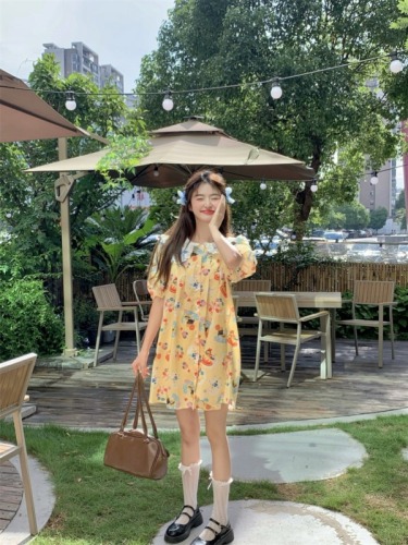 Little sweet and cute doll collar puff sleeve dress for women summer doll dress a-line dress 2024 new style