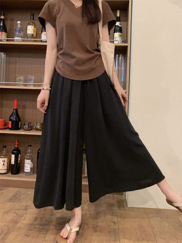 Women's large size thin culottes summer high waist loose drape casual wide leg skirt pants