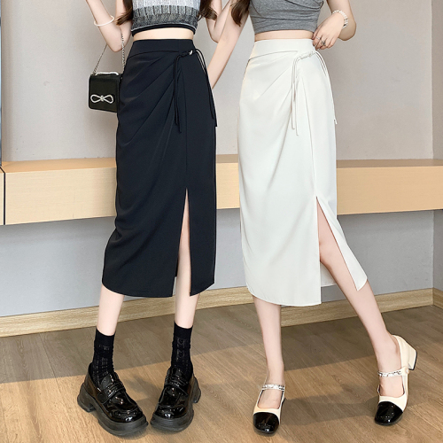 Video + Three Standards Niche Simple Design Skirt Women's Casual High Waist Mid-Length Crotch Covering A-Line Skirt