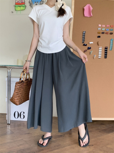 Women's large size thin culottes summer high waist loose drape casual wide leg skirt pants