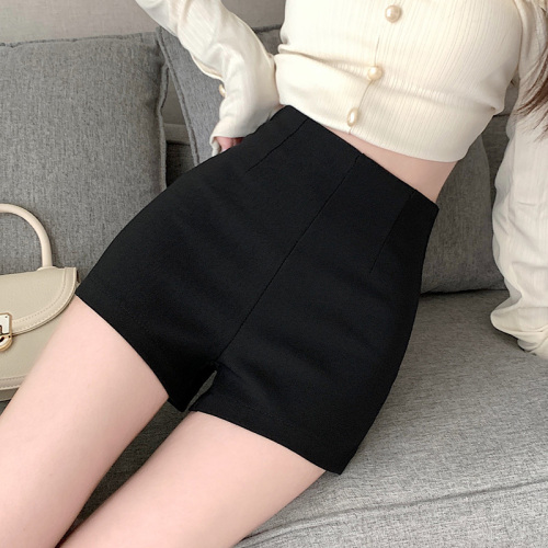 High-waisted shorts for women, spring new versatile elastic tight-fitting slimming hip-hugging hot pants and straight pants