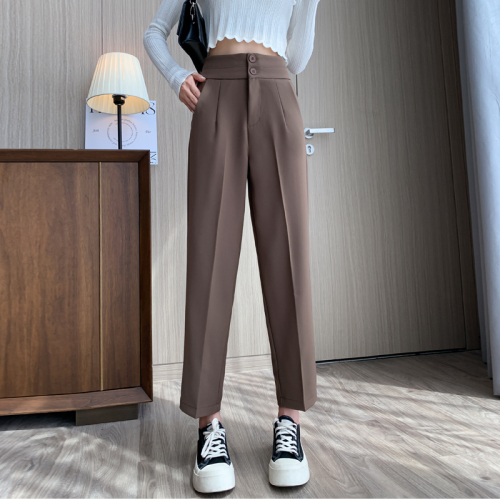 Video + Three Standards Simple Solid Color Nine-Point Pants Women's Retro Professional Cigarette Pants Small Foot Casual Pants Versatile