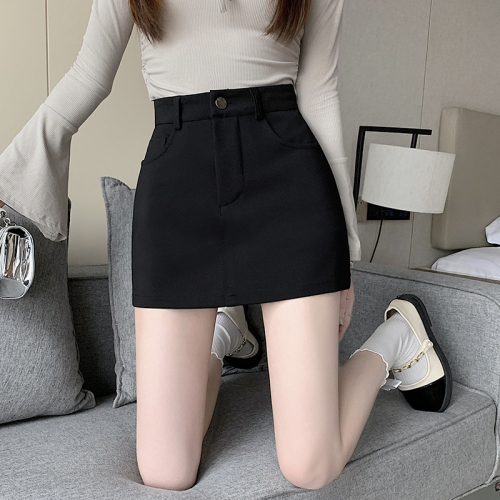 Hot girl black skirt women's spring and summer new one-step skirt short high waist tight sexy hip skirt