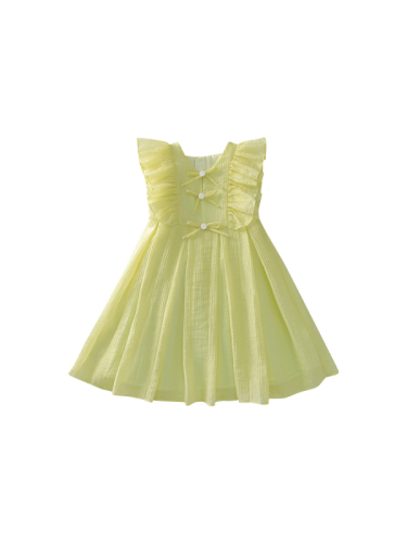 Summer 2024 new style children's internet celebrity princess dress little girl solid color sleeveless vest dress