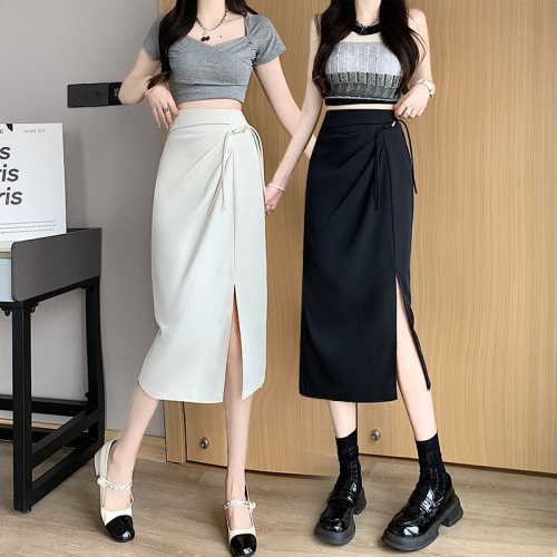 Video + Three Standards Niche Simple Design Skirt Women's Casual High Waist Mid-Length Crotch Covering A-Line Skirt