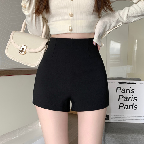 High-waisted shorts for women, spring new versatile elastic tight-fitting slimming hip-hugging hot pants and straight pants