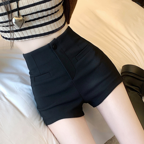 New autumn and winter thickened Korean style stretch shorts for women, high-waisted casual pants for hot girls to look slim and wear boot pants