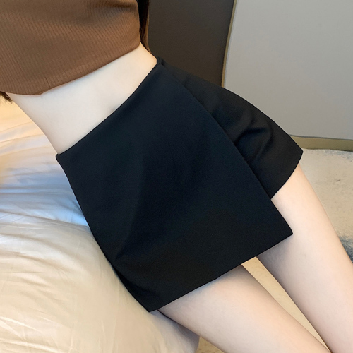 Black skirt for women, high-waisted, slim A-line skirt, new winter design, hip-hugging trouser skirt