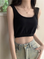 實拍 真  夏季新款針織衫短款背心女上衣