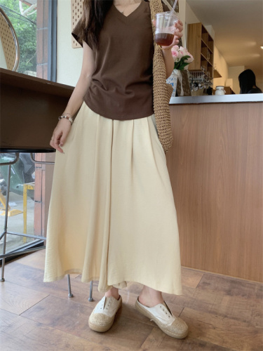 Women's large size thin culottes summer high waist loose drape casual wide leg skirt pants