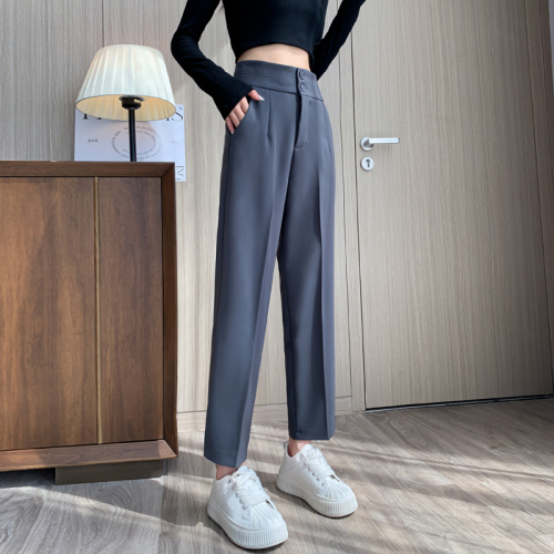 Video + Three Standards Simple Solid Color Nine-Point Pants Women's Retro Professional Cigarette Pants Small Foot Casual Pants Versatile