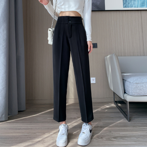 Video + Three Standards Simple Solid Color Nine-Point Pants Women's Retro Professional Cigarette Pants Small Foot Casual Pants Versatile