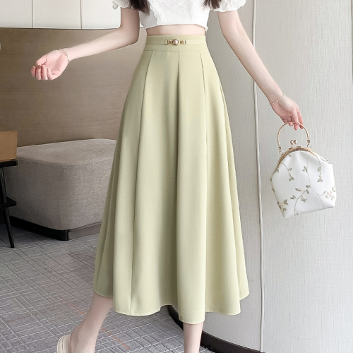 Video + Three Standards Niche Design Lady's Skirt High Waist Loose Hip Covering Mid-Length A-Line Skirt