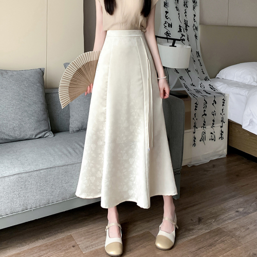 Video + Three Standards Simple Retro Solid Color Chinese Style High Waist Skirt Women’s Korean Style Versatile A-Line Long Skirt