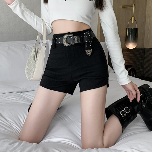 Hot girl tight shorts new women's winter thickening slimming black American hot pants sexy wide leg pants