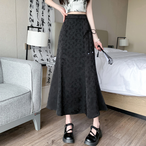 Video + Three Standards Simple Retro Solid Color Chinese Style High Waist Skirt Women’s Korean Style Versatile A-Line Long Skirt