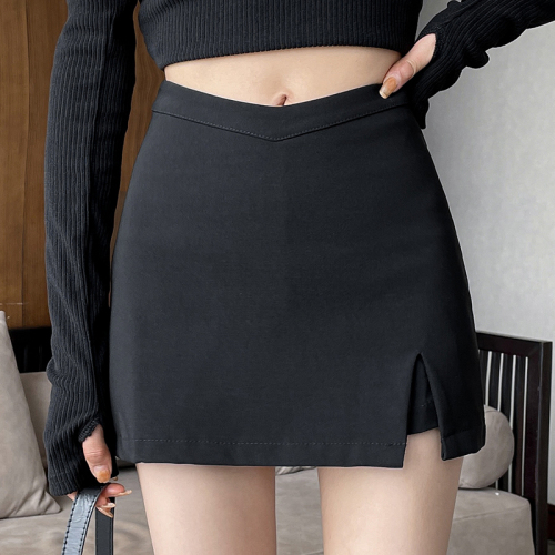 Sexy butt-covering culottes for women spring new high-waisted V-shaped shorts European and American style slit navel-baring hot pants