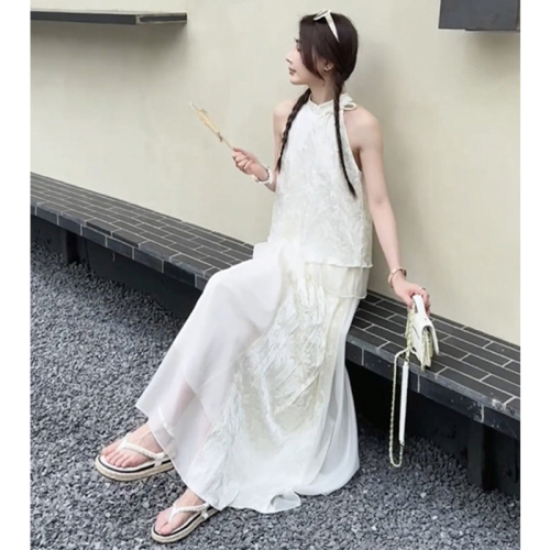 Official picture jacquard lined white tea glazed new Chinese style national style butterfly top and skirt suit for women