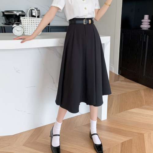 Video + Three Standards Korean Style Commuting Lady Skirt Female Niche High Waist Loose A-Line Long Skirt OL