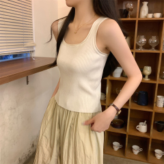 實拍 夏季韓版修身方領工字型簡約百搭純色針織背心內搭上衣