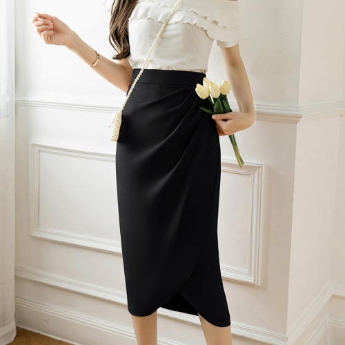 Video + Three Standards Niche Retro Hip Skirt Women's Korean Style High Waist Slit One Step Skirt